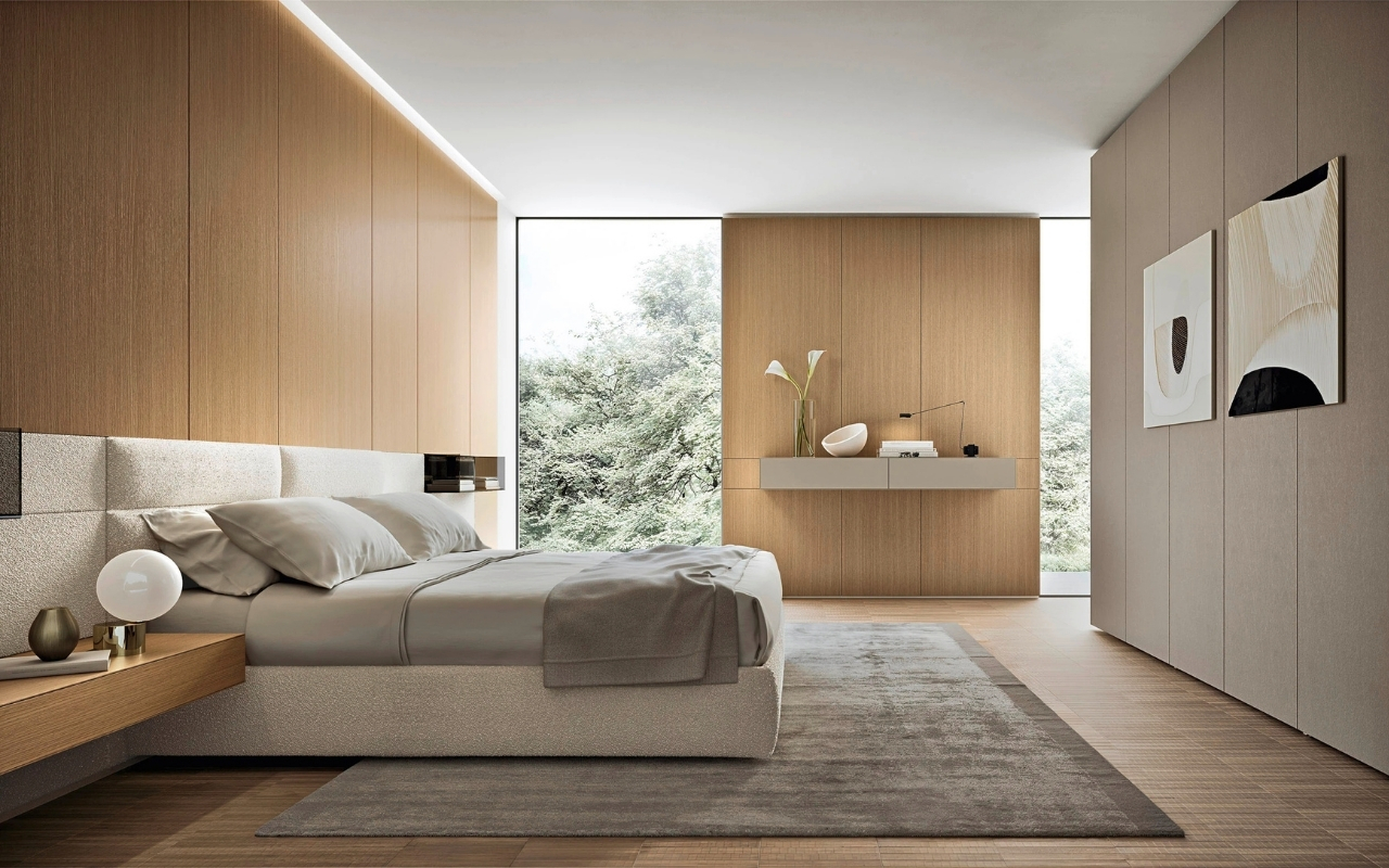zona notte di design arredata con prodotti sangiacomo